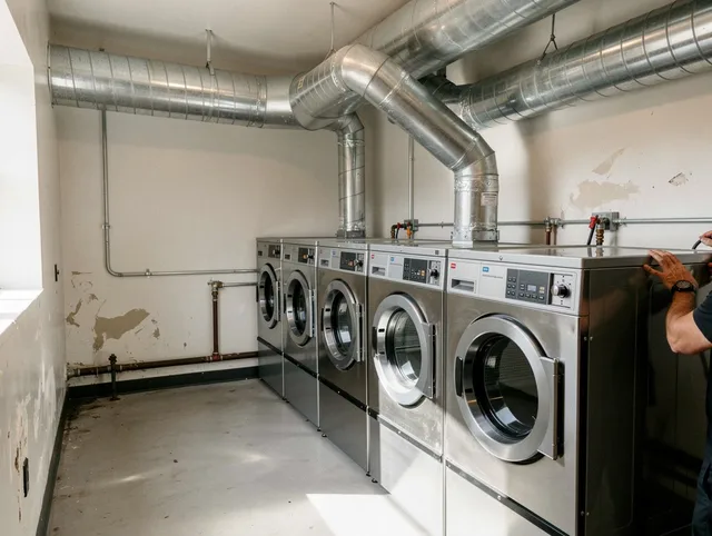 Granby Dryer Vent Cleaning team performing large-scale commercial dryer vent cleaning in Granby